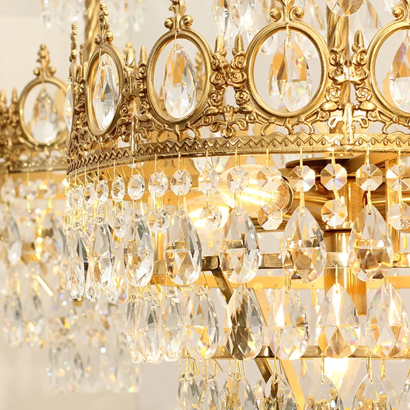 lustre rétro en cristal pour éclairage intérieur décoratif - vue 4 sur 14
