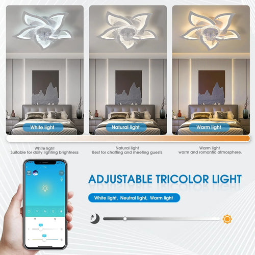 Moderner LED-Deckenventilator mit integrierter Beleuchtung - vue 4 sur 6