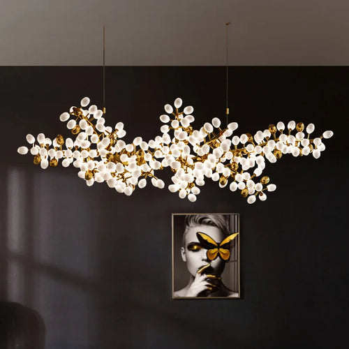 Lustre en verre blanc de luxe postmoderne - vue 5 sur 6