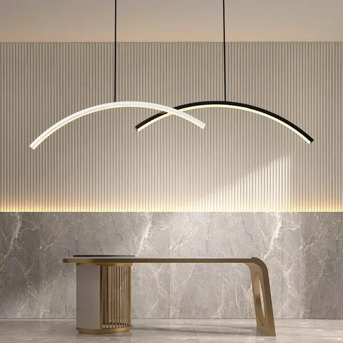 Moderner LED-Kronleuchter mit Fernbedienung und schlichtem Linien-Design - vue 3 sur 8