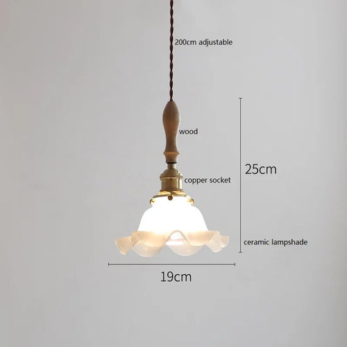 Design-Pendelleuchte LED Schmetterling Keramik und Holz - vue 24 sur 30