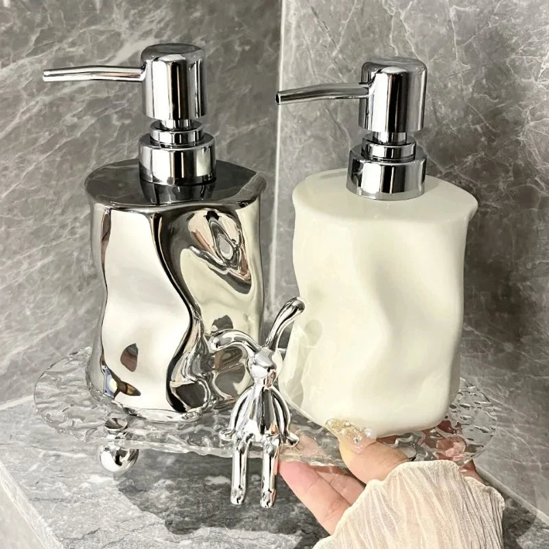 bouteille de lotion céramique distributeur pour gel douche et savon - vue 4 sur 6