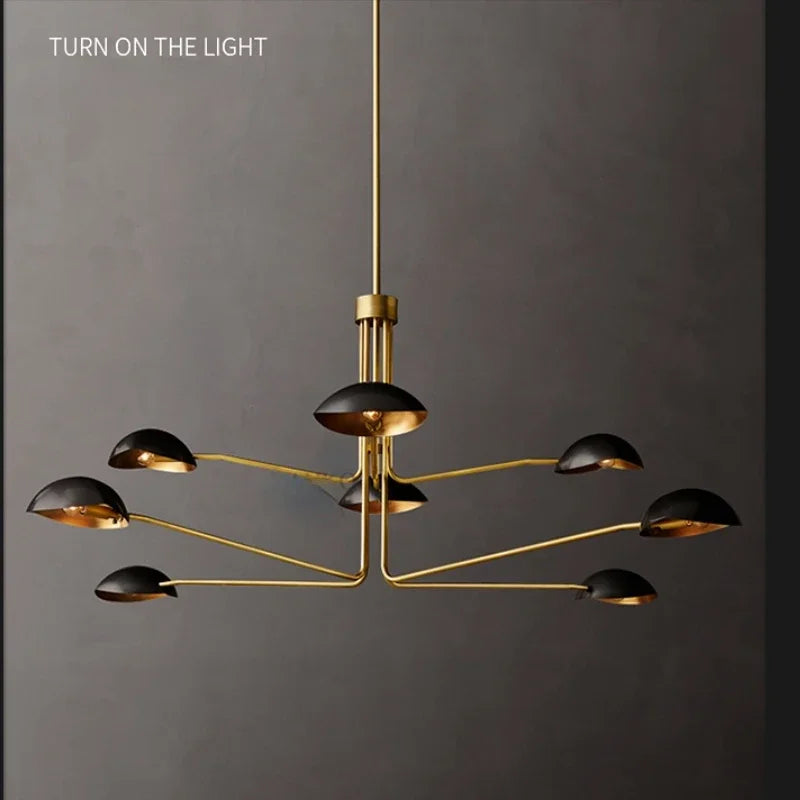lustre rétro en cuivre design créatif à bras long - vue 5 sur 16