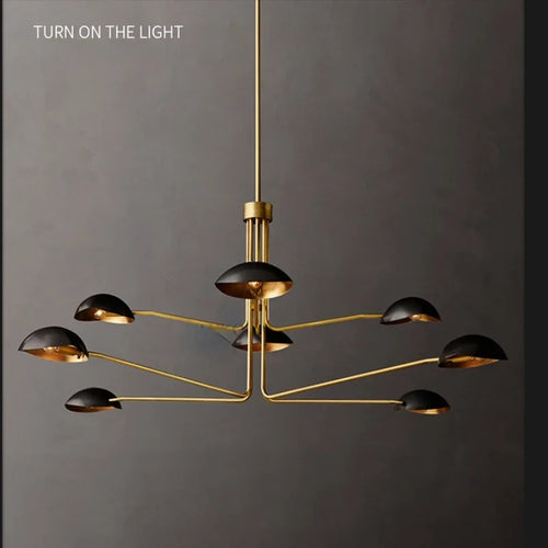 lustre rétro en cuivre lampe créative à bras long design industriel