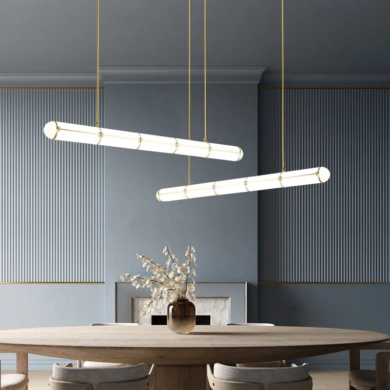 lustre rétro minimaliste design italien avec lampes suspendues acrylique - vue 4 sur 10