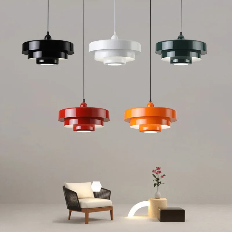 suspension led macaron en acier au carbone aluminium illuminations - vue 5 sur 12