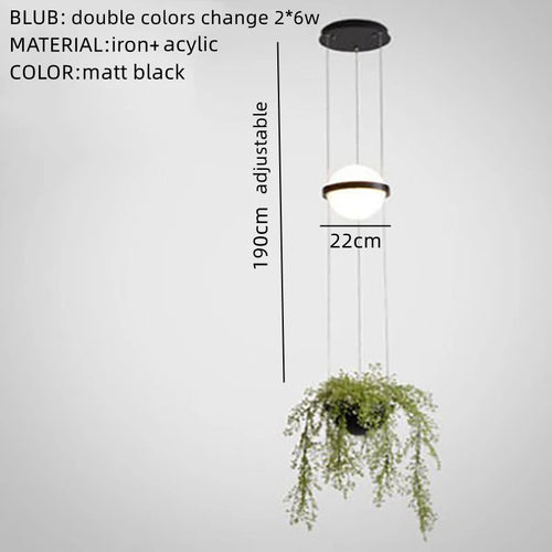 lustre moderne nordique avec pot de fleur led intégrée - vue 9 sur 18