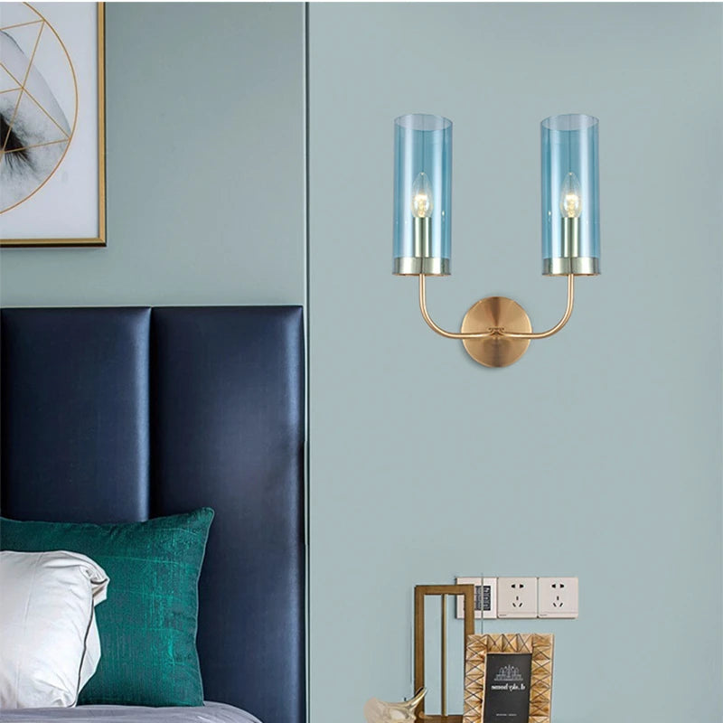 applique murale led moderne en verre doré luminaire décoratif d'intérieur - vue 4 sur 10