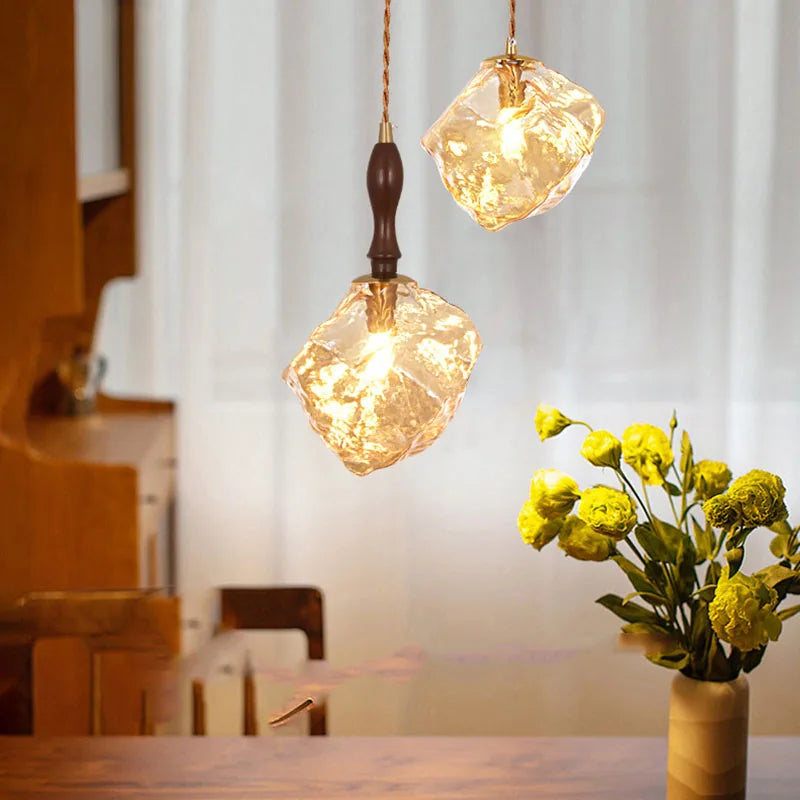lustre en verre forme bloc de glace pour éclairage divers et - vue 2 sur 10