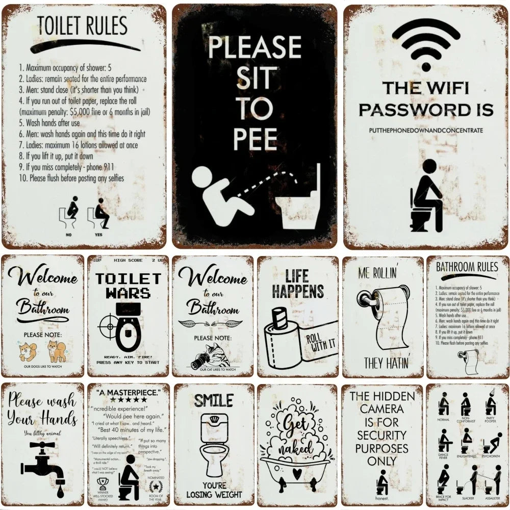 plaque en métal rétro décoration amusante pour toilettes