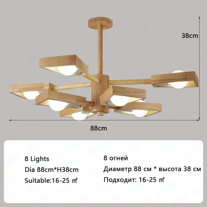 Nordischer Kronleuchter aus Holz in Baumoptik zur Dekoration