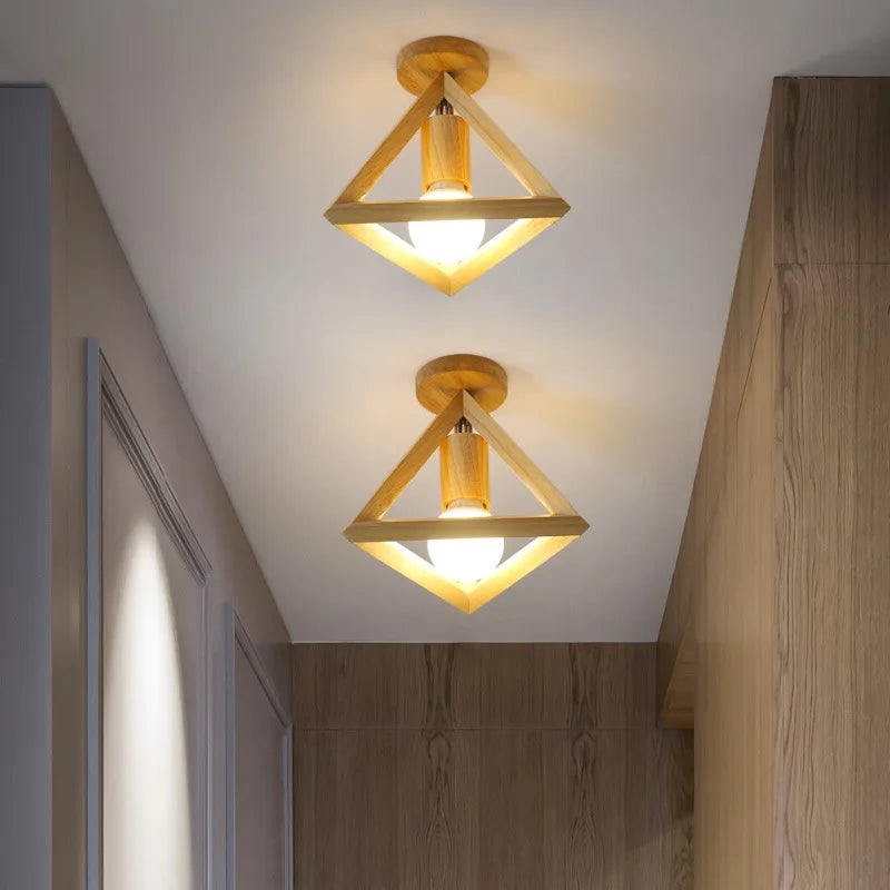 plafonnier nordique en bois led avec 3 températures de lumière - vue 5 sur 14