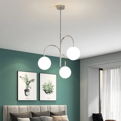Moderner Kronleuchter aus Eisen und Glas für die Innendekoration - vue 5 sur 7