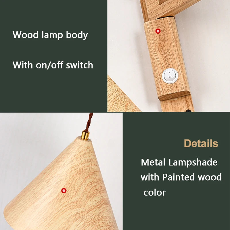 applique murale pliable vintage japonaise avec interrupteur led - vue 5 sur 8