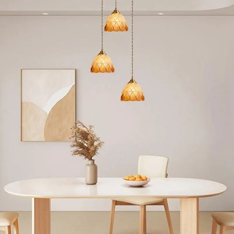 Suspension tiffany méditerranéen en verre coquille led - vue 4 sur 12