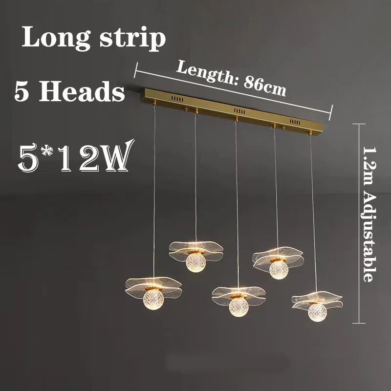 suspension moderne en forme de feuille de lotus personnalisable en cristal - vue 13 sur 13