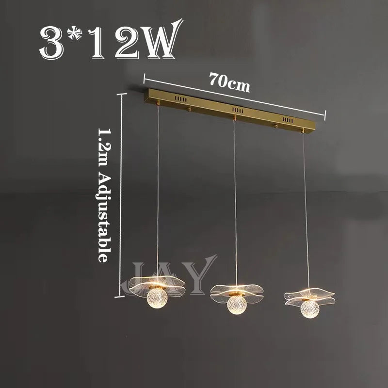 suspension moderne en forme de feuille de lotus personnalisable en cristal - vue 12 sur 13