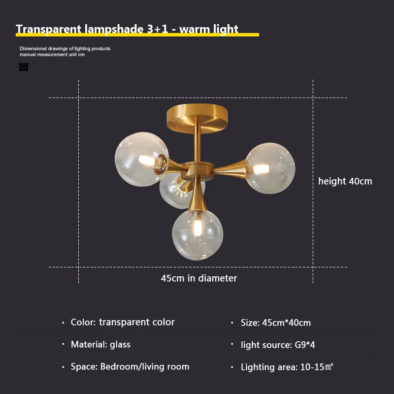 lustre moderne en verre pour un éclairage décoratif intérieur - vue 10 sur 24