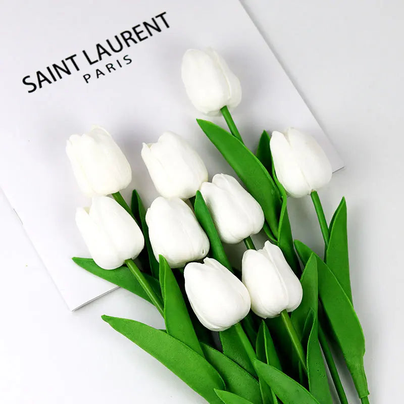 5 Bundles Vibrant Real Touch Artificial Tulips -Faux Flowers - &Home Accent - Weddings,Mother's Day,Valentine's Day