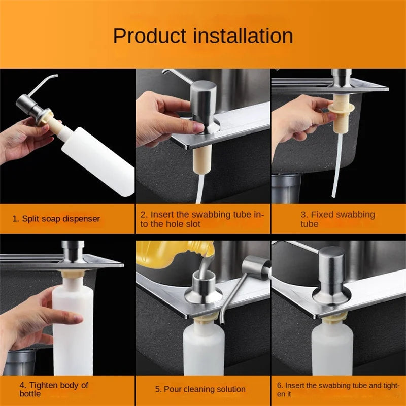 distributeur de savon liquide en acier inoxydable pour cuisine 350 ml - vue 4 sur 8
