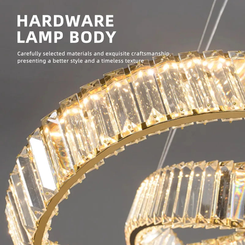 lustre suspendu en cristal spirale minimaliste moderne à led - vue 5 sur 9