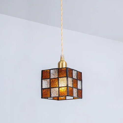 Deckenleuchte Cube im Tiffany-Stil aus Buntglas für stilvolle Inneneinrichtung - vue 5 sur 9