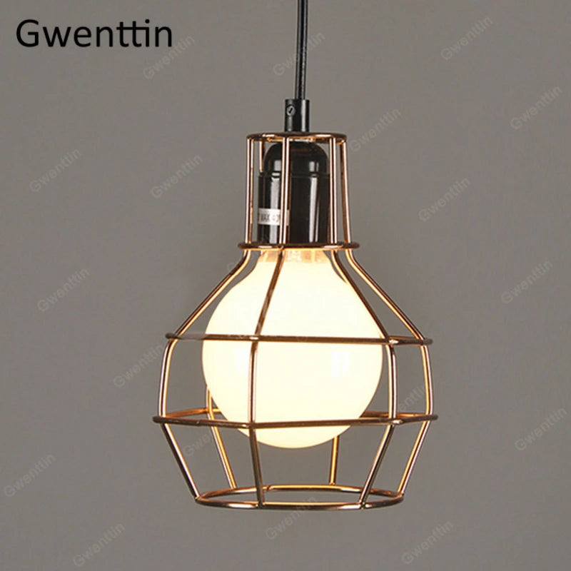 Pendelleuchte aus Eisen im Käfig-Design für moderne und Retro-Inneneinrichtung