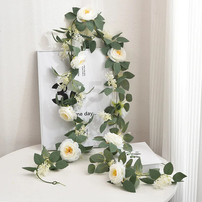 soie simulation rose fausse fleur vignes décoratives artificielles - vue 8 sur 11
