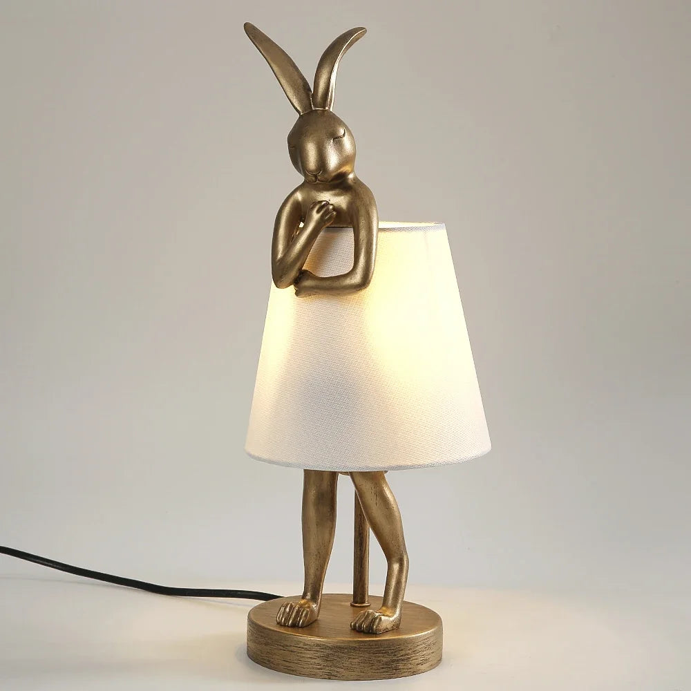 lampe de bureau lapin en résine design rétro pour décoration intérieure - vue 3 sur 12