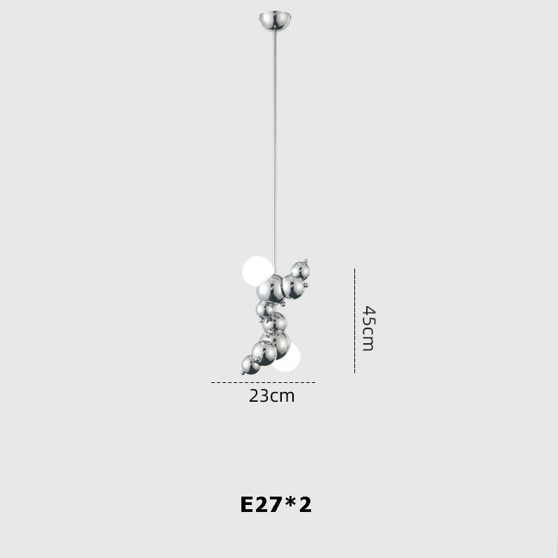 suspension design led art déco en or chromé pour intérieur élégant - vue 10 sur 16