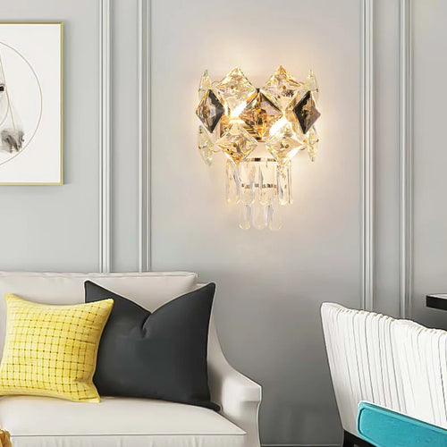 LED-Wandleuchte aus Kristall und Edelstahl für modernes Interieur - vue 3 sur 18