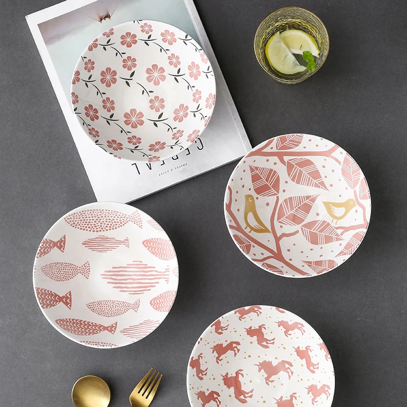 Bol à ramen japonais céramique motif floral 12l - vue 6 sur 7