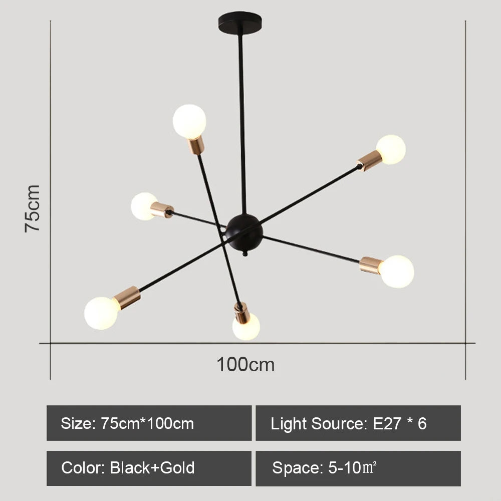 lustre moderne nordique sputnik avec éclairage led intérieur - vue 16 sur 16