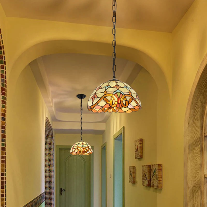 lustre rétro en verre teinté style méditerranéen pour restaurant et hall - vue 4 sur 18