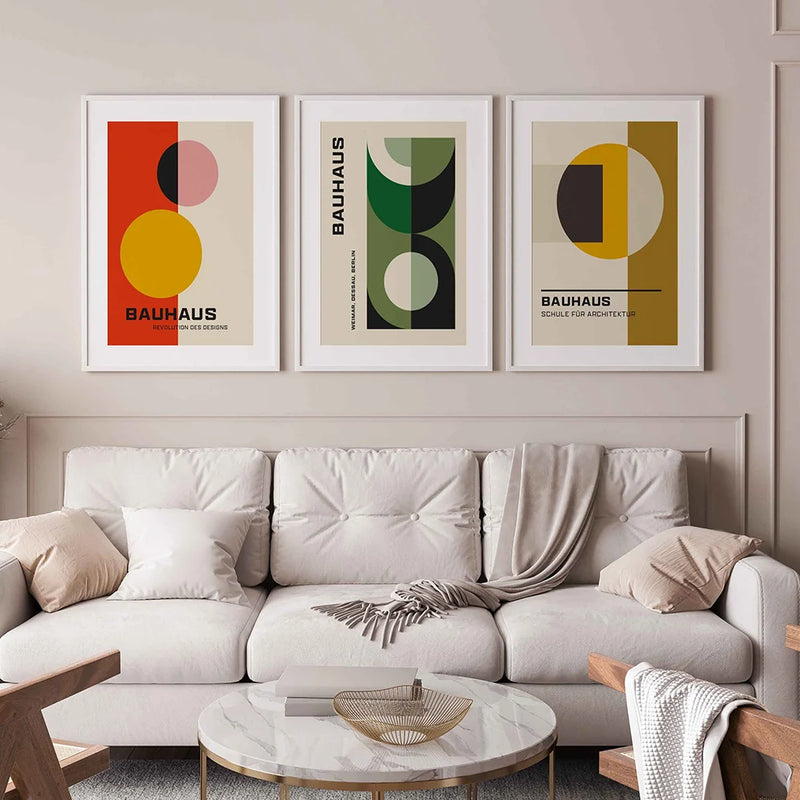 peinture sur toile motifs géométriques style nordique pour décoration moderne
