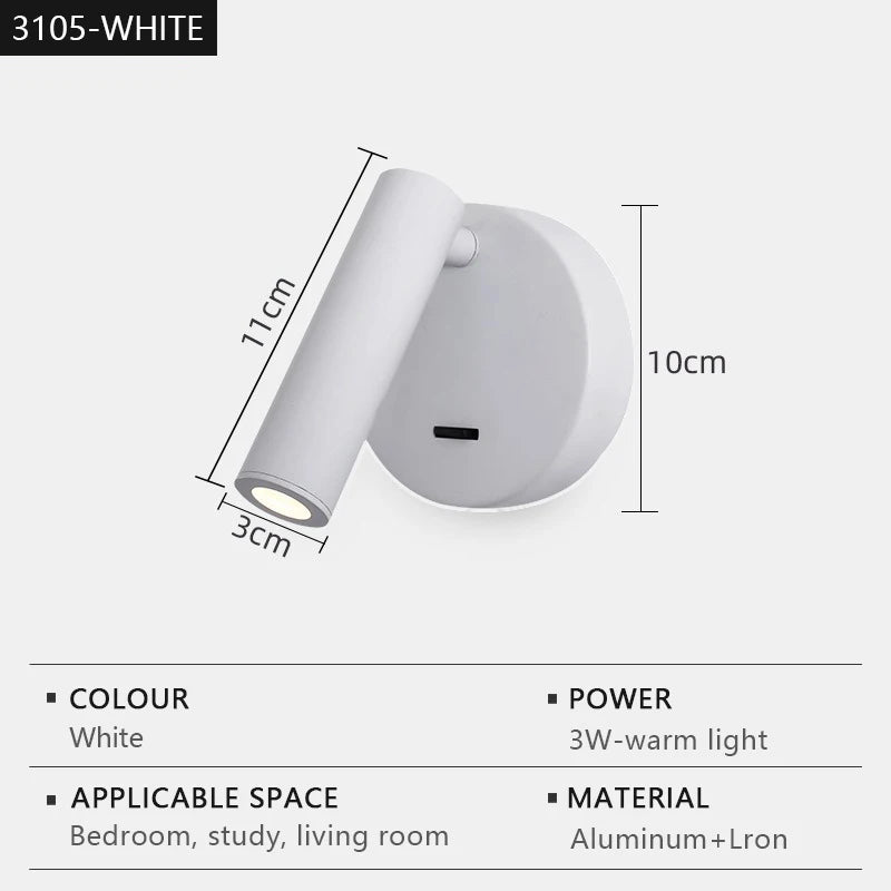 Applique murale led moderne réglable rotative pour lecture - vue 8 sur 12