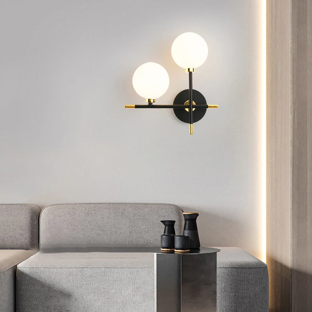 applique murale led moderne en boule de verre pour éclairage intérieur - vue 5 sur 8