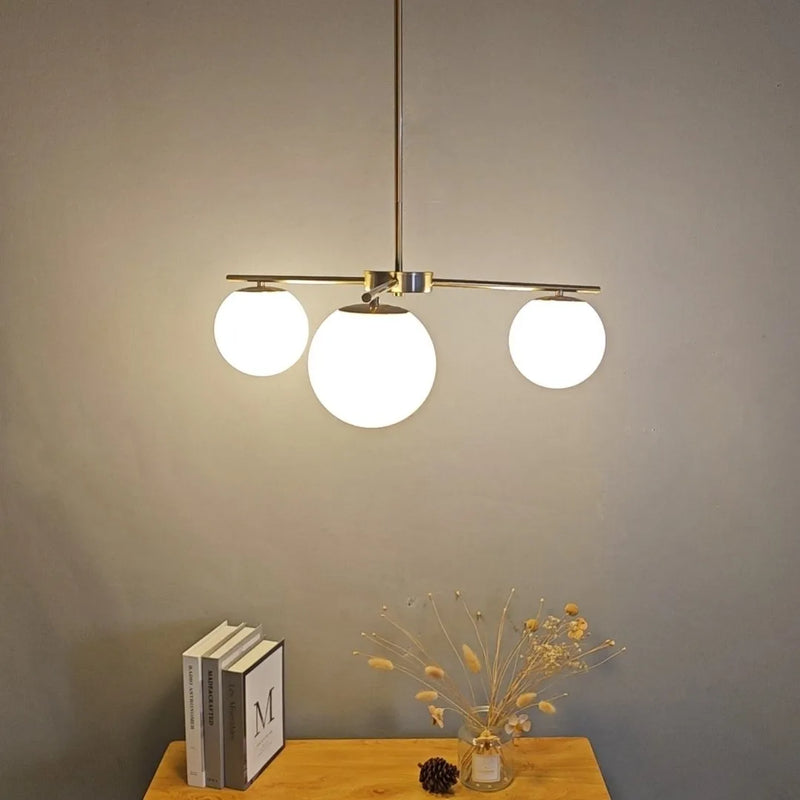 lustre nordique moderne en verre laiteux pour décoration maison