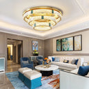 lustre moderne en cristal rond à 3 couches avec led