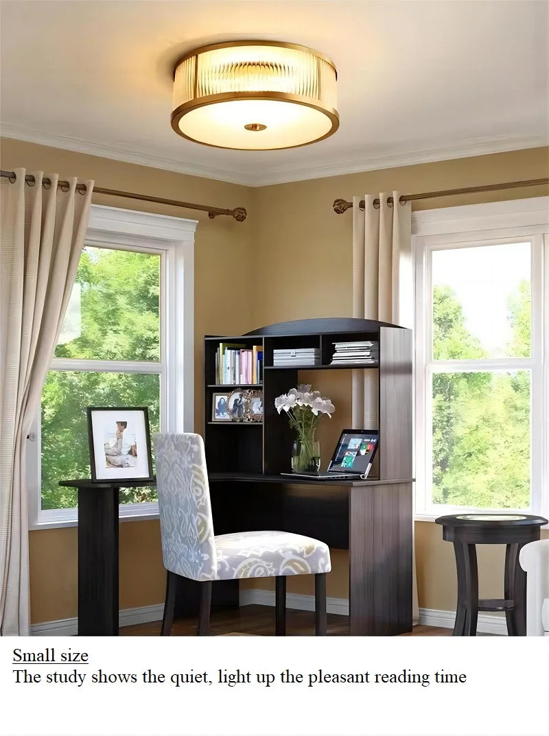 plafonnier led cuivre cristal décoratif intérieur - vue 4 sur 8