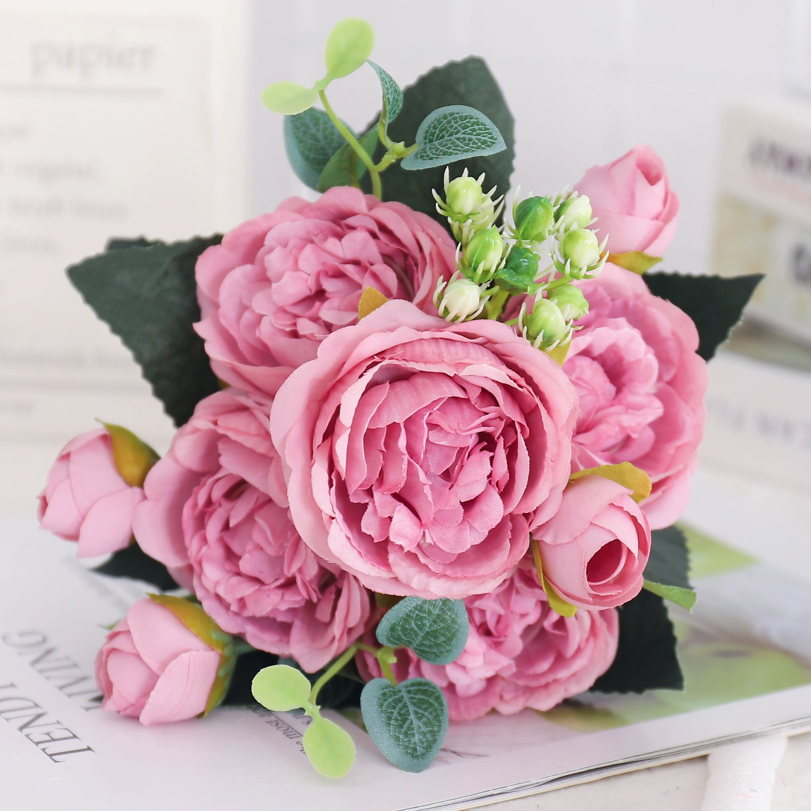 fleurs artificielles soie pivoine hortensia décoration mariage bouquet - vue 34 sur 40