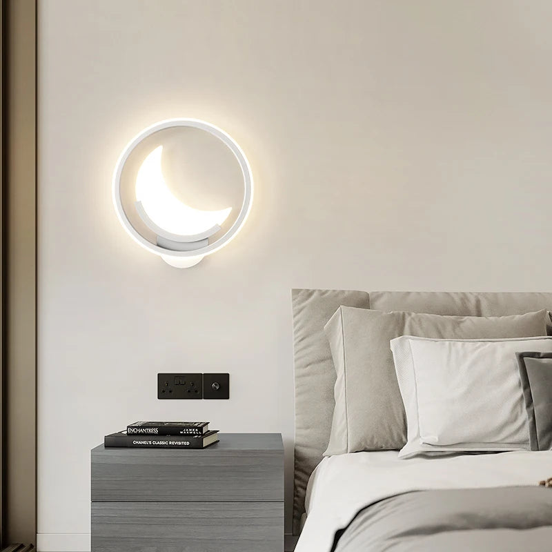 Chambre d'enfants appliques moderne Simple créatif dessin animé nuage lumière LED lune chambre lampe de chevet filles garçons Loft lampe de lit - vue 5 sur 9