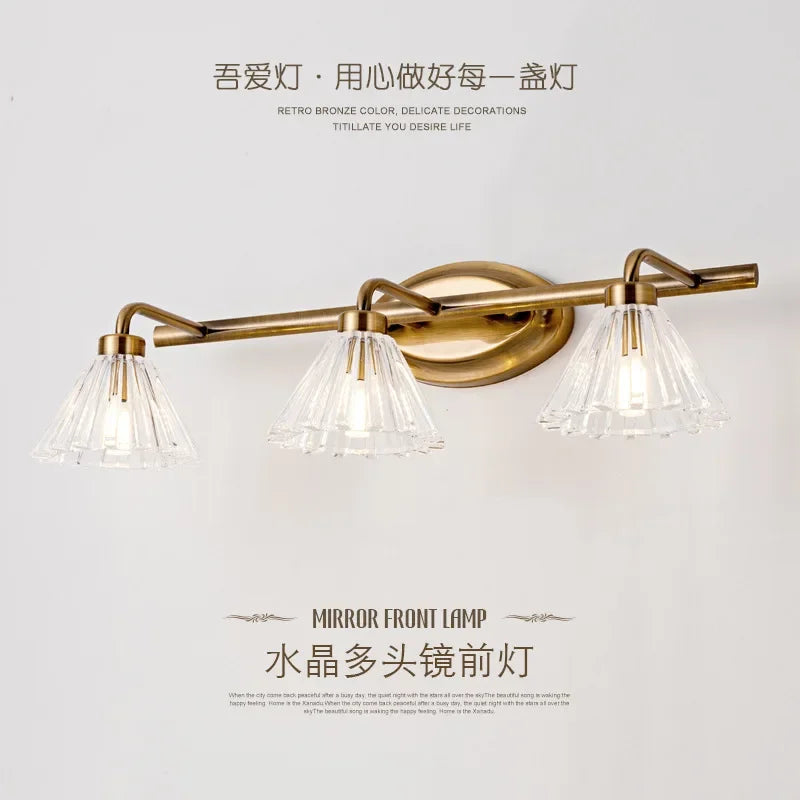 applique murale vintage led 2 ou 4 têtes abat-jour bronze clair - vue 4 sur 8