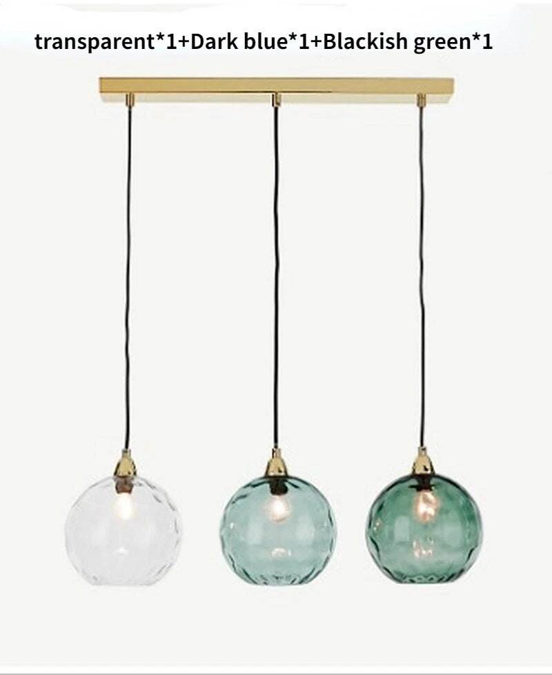 Kronleuchter aus farbigem Glas mit Wasserstruktur nordisches Design modern - vue 26 sur 29