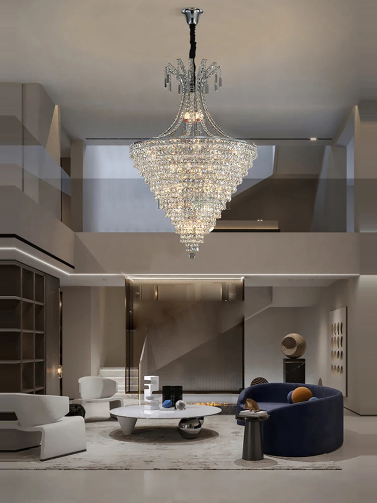 lustre en cristal chrome pour éclairage intérieur élégant - vue 7 sur 11
