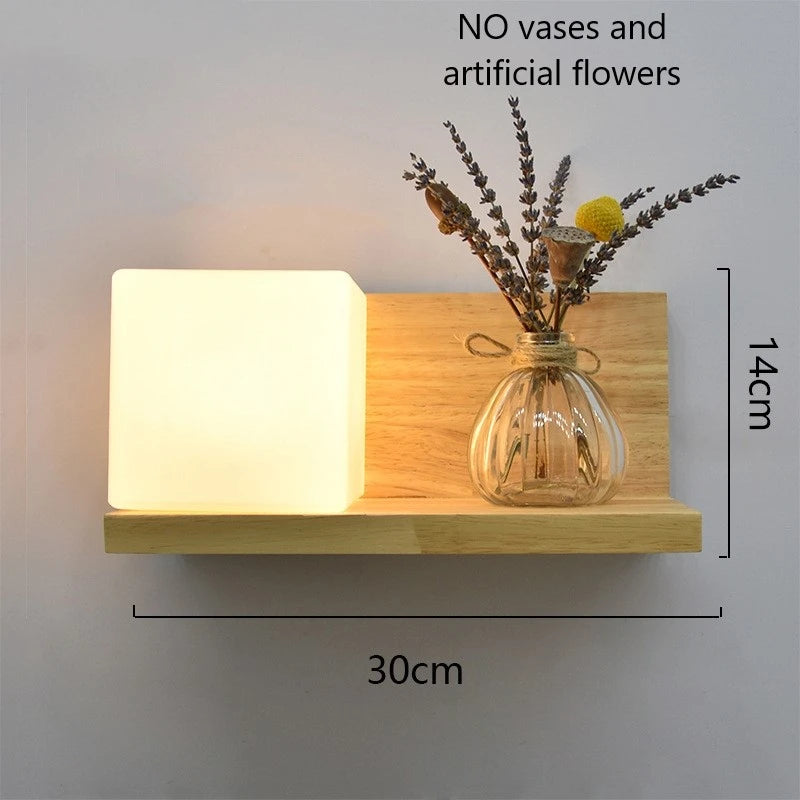 LED-Wandleuchte aus Holz mit nordischem Pflanzengefäß - vue 9 sur 23
