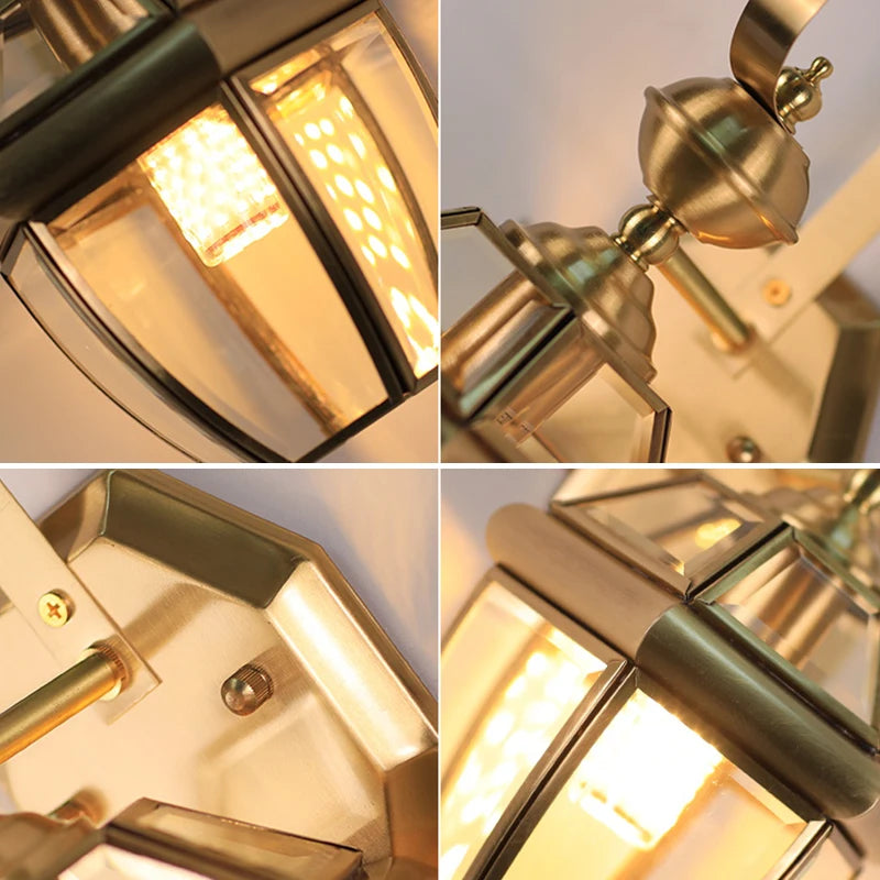 Applique extérieure Villa couloir or cuivre rétro luxe jardin extérieur mur jardin passerelle Simple balcon porte terrasse lampe - vue 7 sur 8