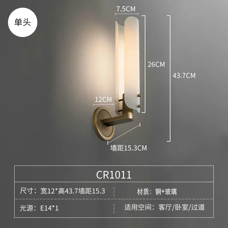 Wandleuchte im Retro-Design aus Kupfer und Glas Luxus Dekorativ für den Innenbereich