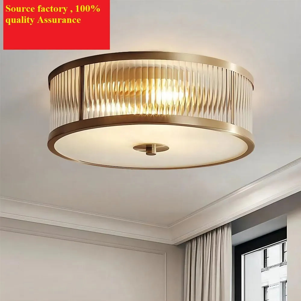plafonnier led cuivre cristal décoratif intérieur - vue 2 sur 8