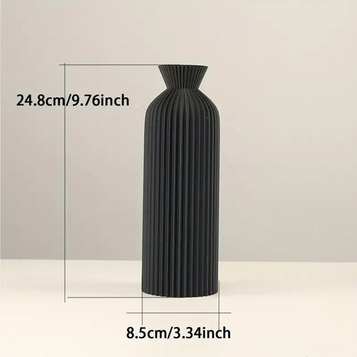 Elegant Black Plastic Vase - Boho Chic Decorative Centerpiece for Home, Office, and Living Room - vue 5 sur 8